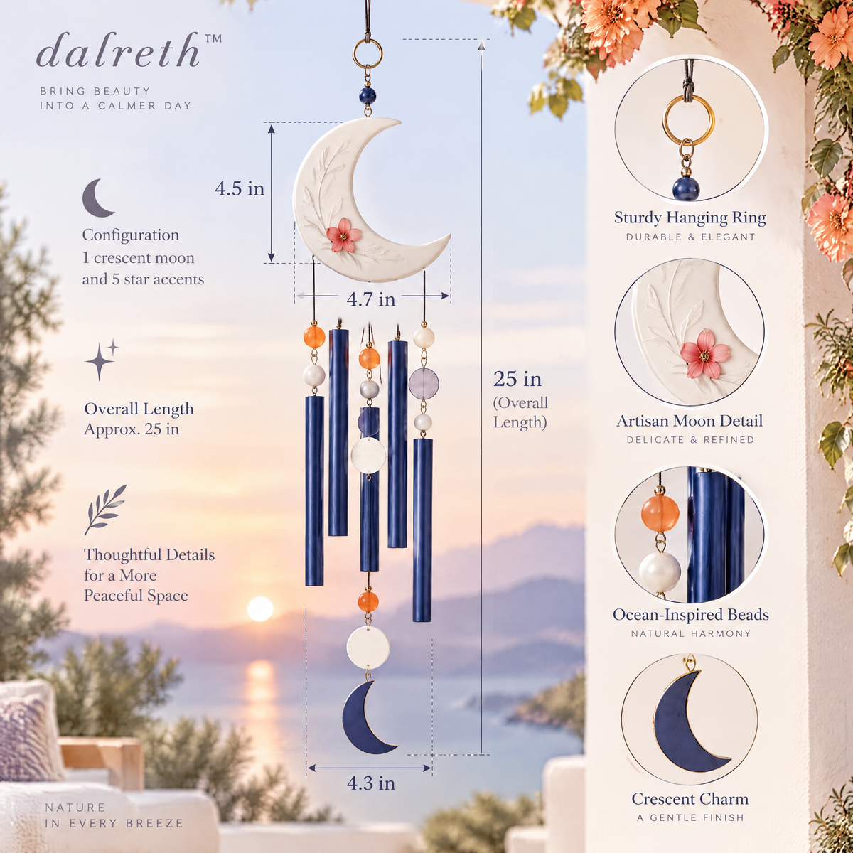 𝒅𝒂𝒍𝒓𝒆𝒕𝒉™ Crescent Moon Metal Wind Chime