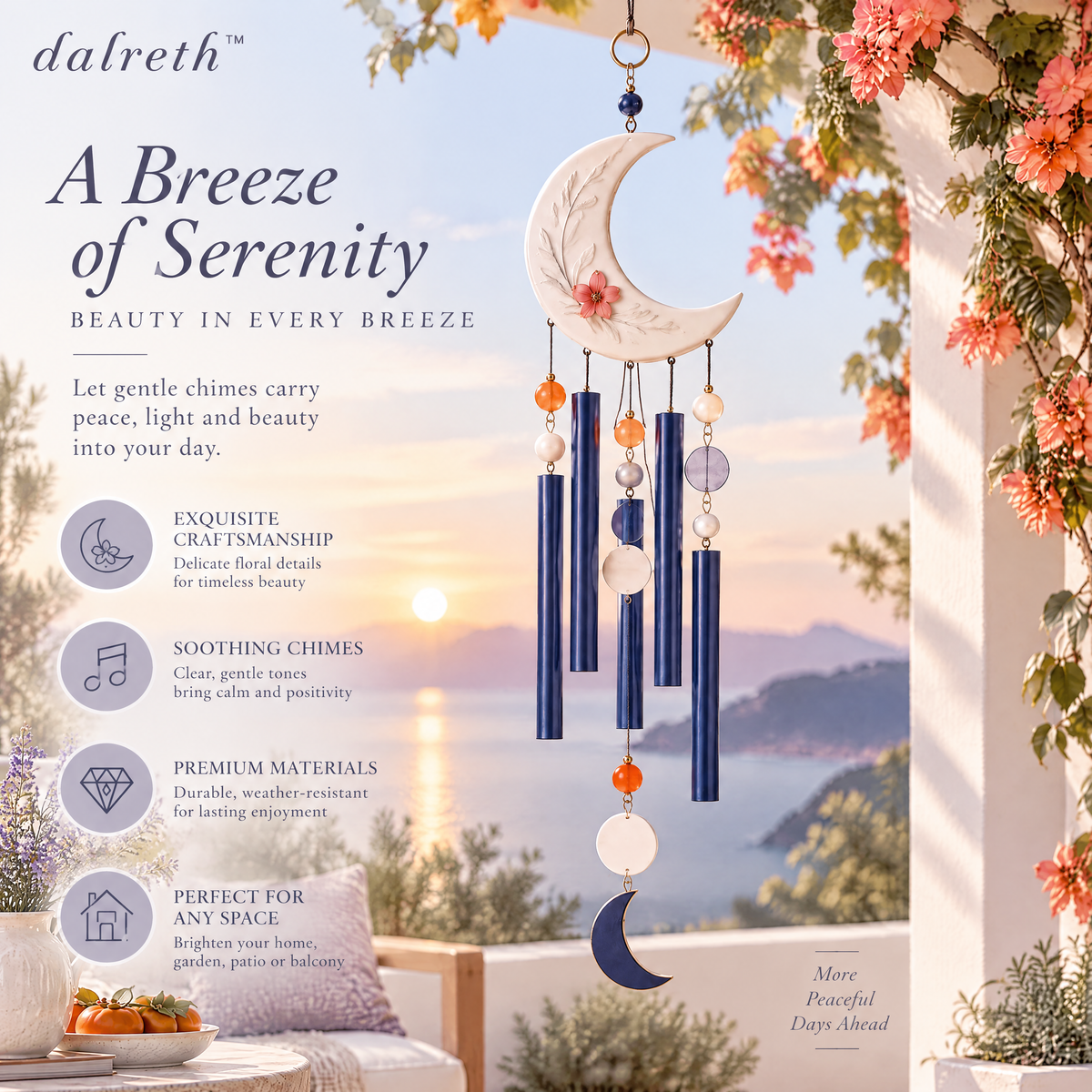 𝒅𝒂𝒍𝒓𝒆𝒕𝒉™ Crescent Moon Metal Wind Chime
