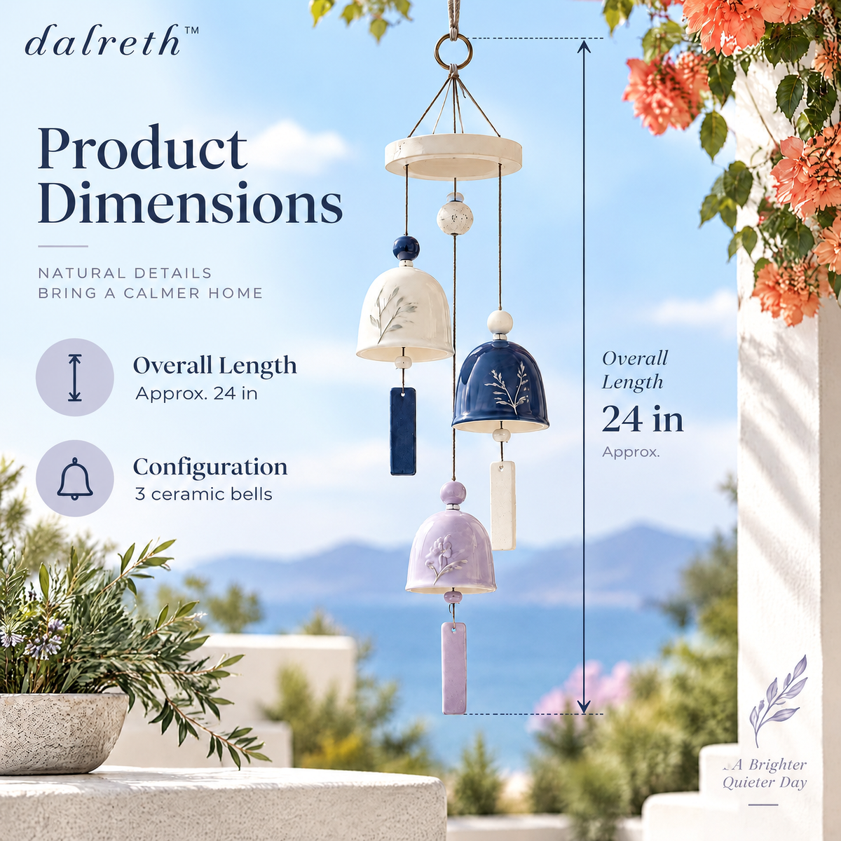 𝒅𝒂𝒍𝒓𝒆𝒕𝒉™ Artisan Tiered Ceramic Bell Wind Chime