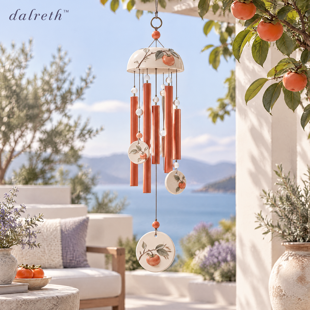 𝒅𝒂𝒍𝒓𝒆𝒕𝒉™ Persimmon Coral Ceramic and Aluminum Wind Chime