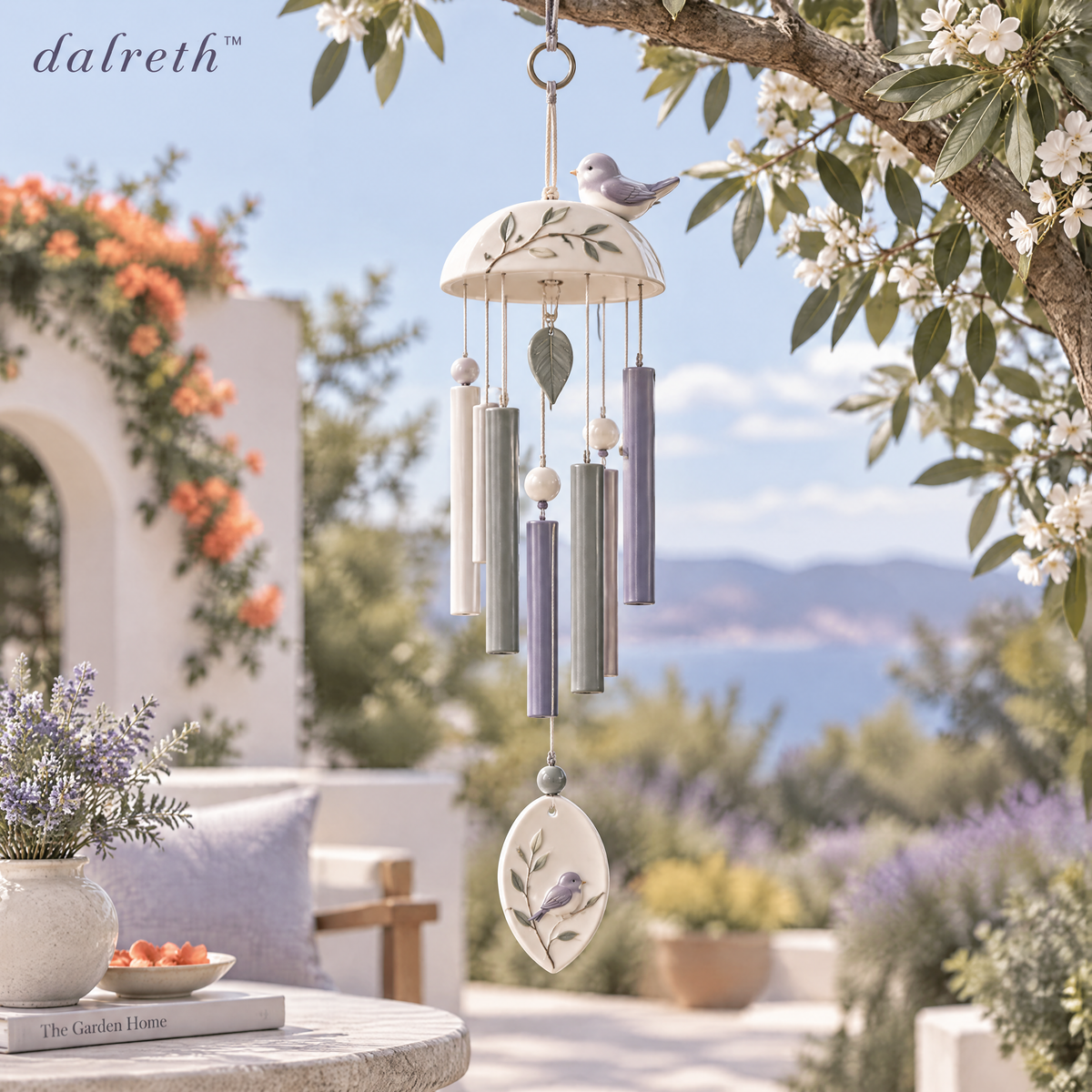 𝒅𝒂𝒍𝒓𝒆𝒕𝒉™ Little Bird Ceramic Garden Wind Chime