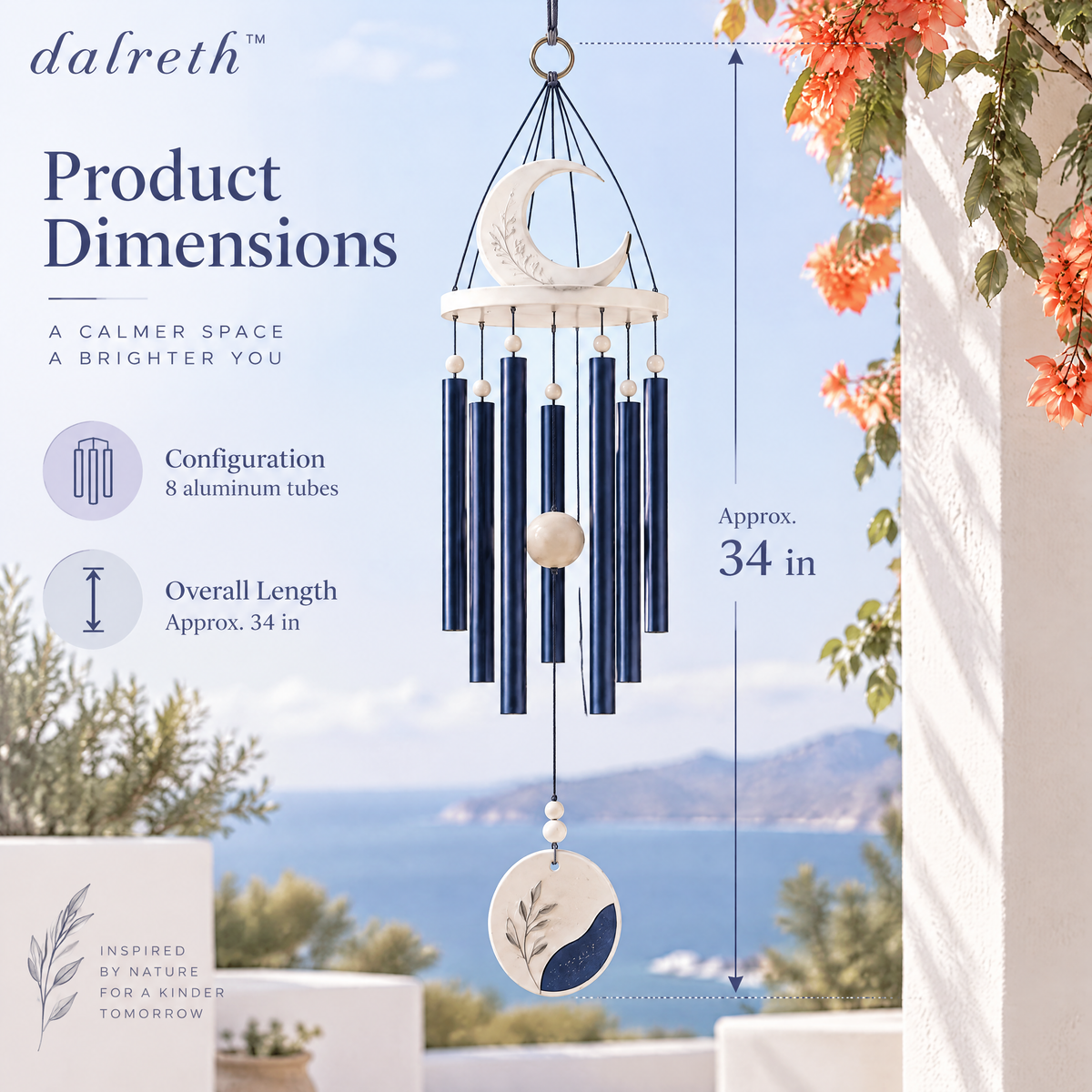 𝒅𝒂𝒍𝒓𝒆𝒕𝒉™ Indigo Outdoor Metal Wind Chime