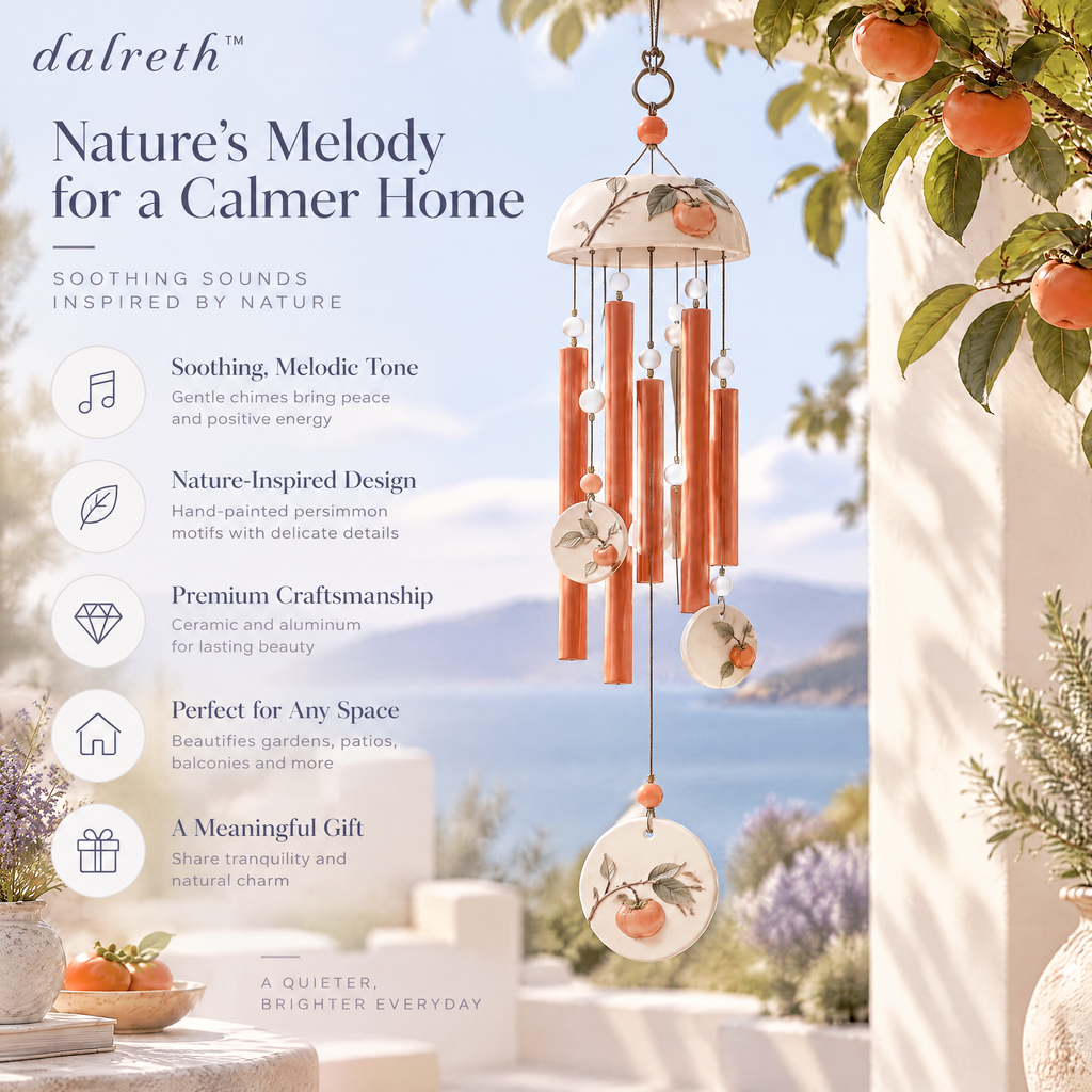 𝒅𝒂𝒍𝒓𝒆𝒕𝒉™ Persimmon Coral Ceramic and Aluminum Wind Chime