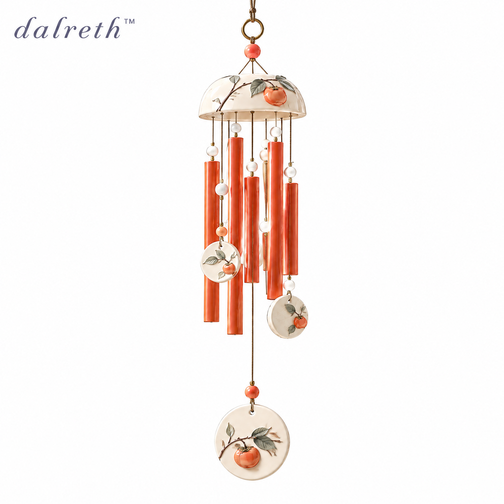 𝒅𝒂𝒍𝒓𝒆𝒕𝒉™ Persimmon Coral Ceramic and Aluminum Wind Chime