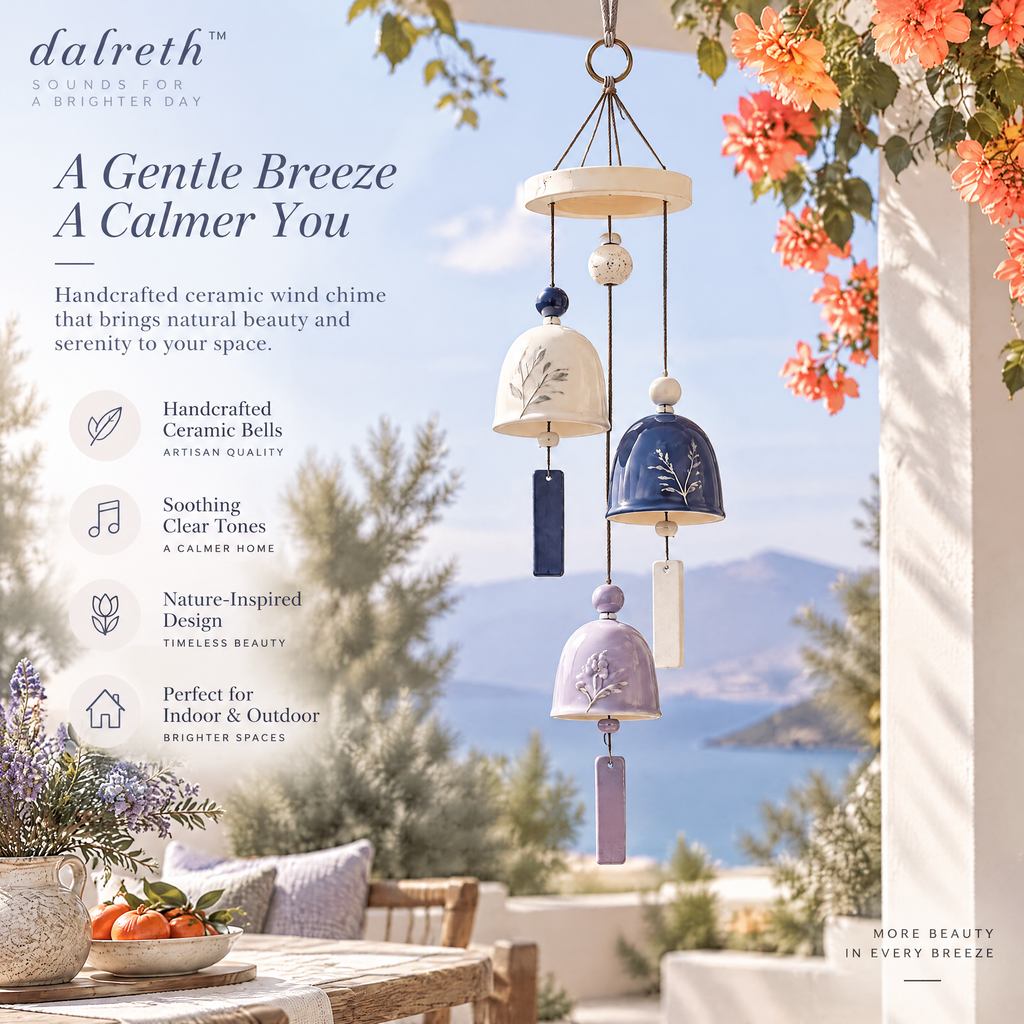 𝒅𝒂𝒍𝒓𝒆𝒕𝒉™ Artisan Tiered Ceramic Bell Wind Chime