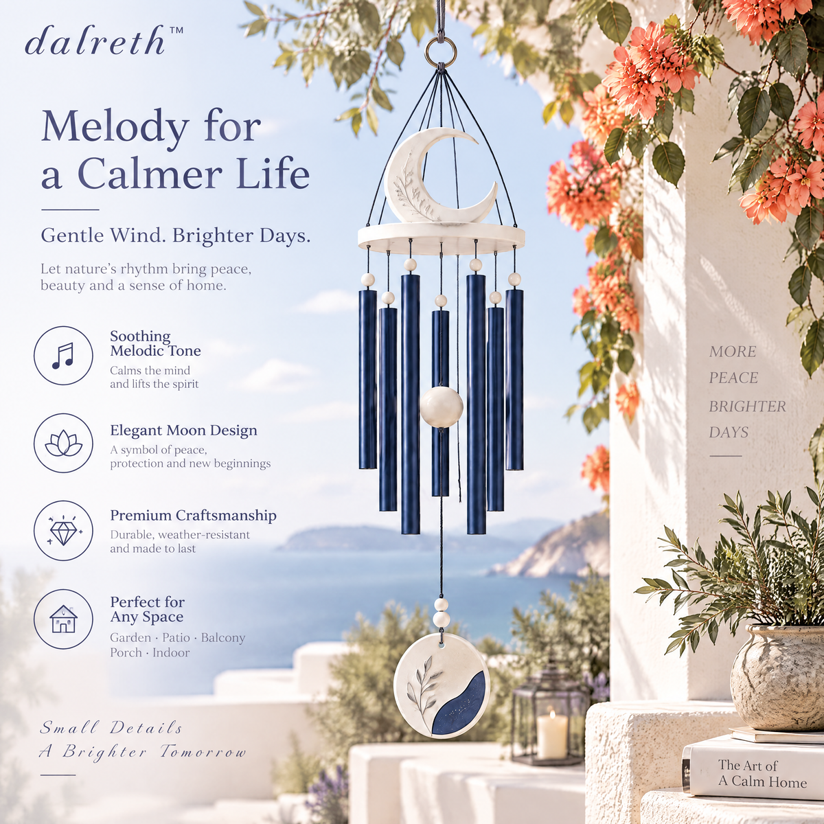 𝒅𝒂𝒍𝒓𝒆𝒕𝒉™ Indigo Outdoor Metal Wind Chime
