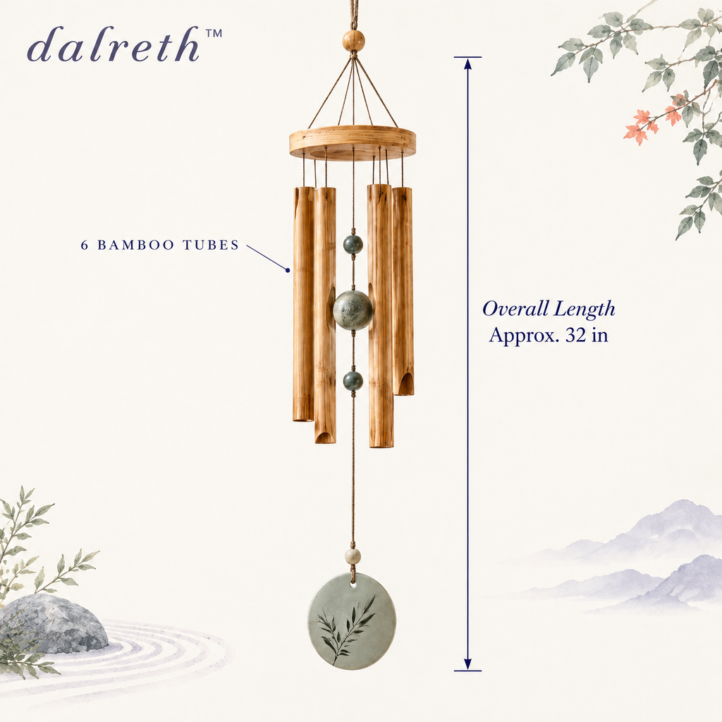 𝒅𝒂𝒍𝒓𝒆𝒕𝒉™ Zen Garden Deep-Tone Bamboo Wind Chime