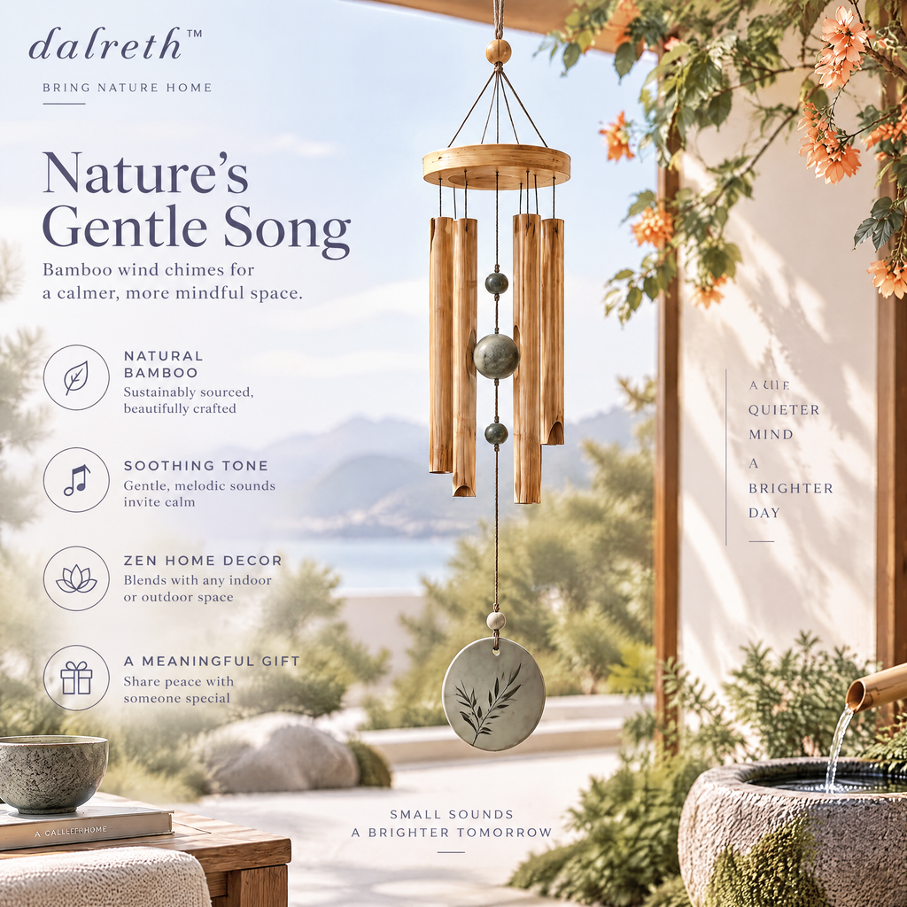 𝒅𝒂𝒍𝒓𝒆𝒕𝒉™ Zen Garden Deep-Tone Bamboo Wind Chime