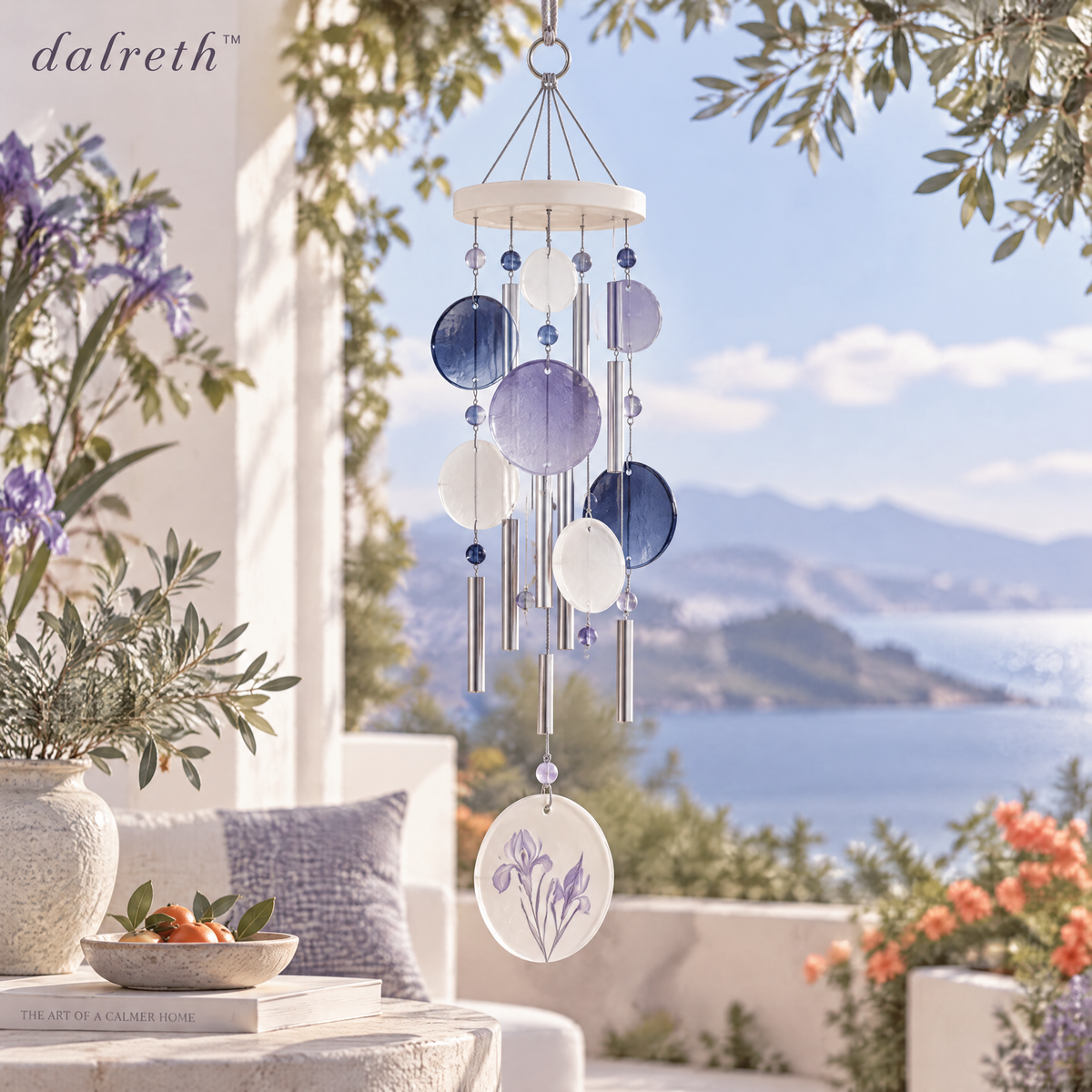𝒅𝒂𝒍𝒓𝒆𝒕𝒉™ Misty Iris Disc and Tube Wind Chime