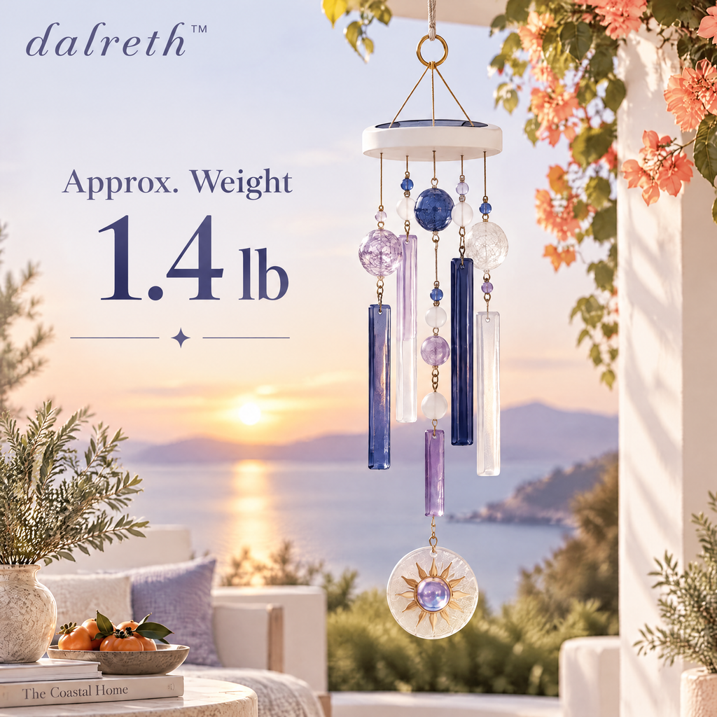 𝒅𝒂𝒍𝒓𝒆𝒕𝒉™ Solar Glow Glass Bead Wind Chime