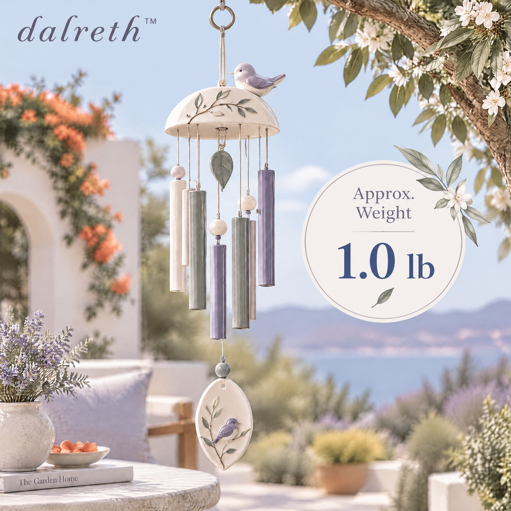 𝒅𝒂𝒍𝒓𝒆𝒕𝒉™ Little Bird Ceramic Garden Wind Chime