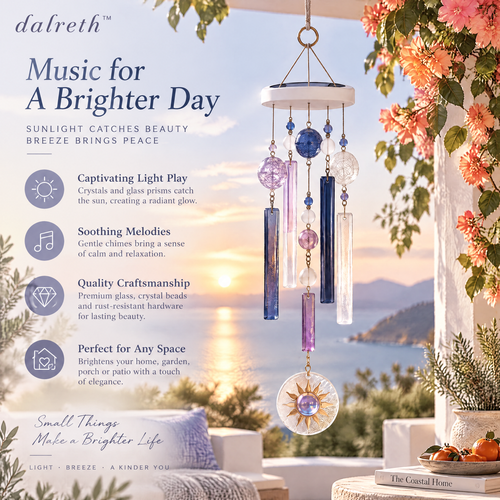 𝒅𝒂𝒍𝒓𝒆𝒕𝒉™ Solar Glow Glass Bead Wind Chime
