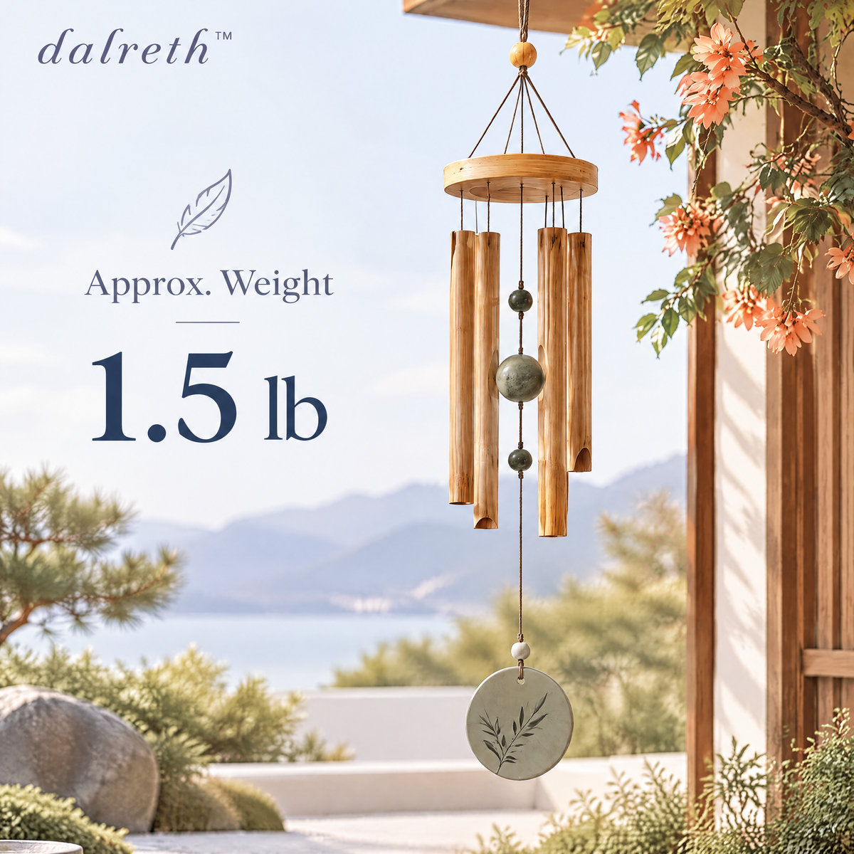 𝒅𝒂𝒍𝒓𝒆𝒕𝒉™ Zen Garden Deep-Tone Bamboo Wind Chime