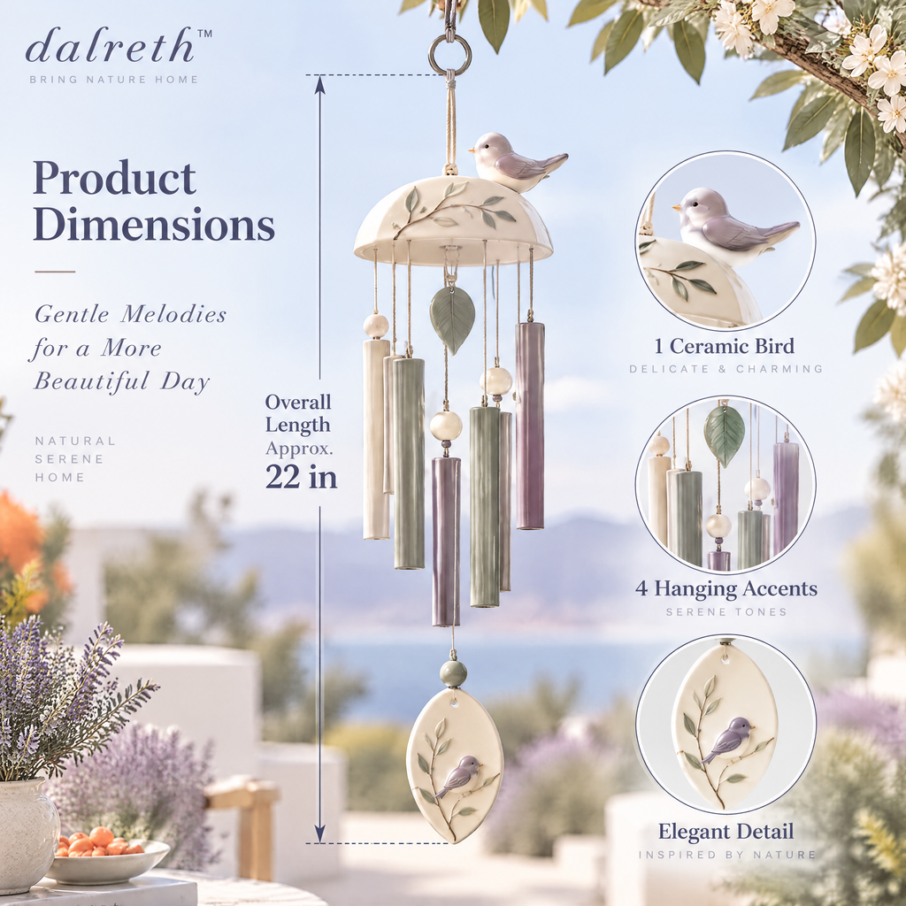 𝒅𝒂𝒍𝒓𝒆𝒕𝒉™ Little Bird Ceramic Garden Wind Chime