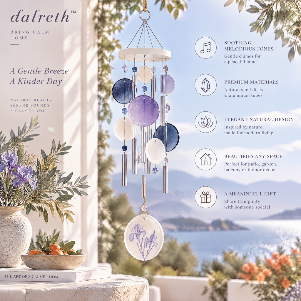 𝒅𝒂𝒍𝒓𝒆𝒕𝒉™ Misty Iris Disc and Tube Wind Chime
