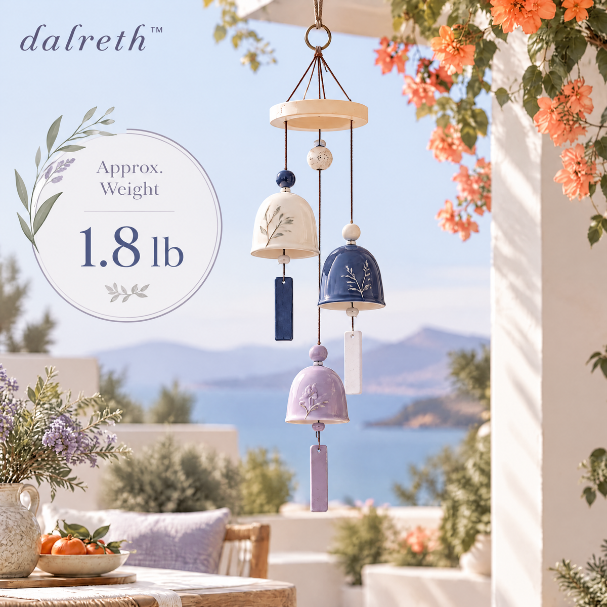 𝒅𝒂𝒍𝒓𝒆𝒕𝒉™ Artisan Tiered Ceramic Bell Wind Chime