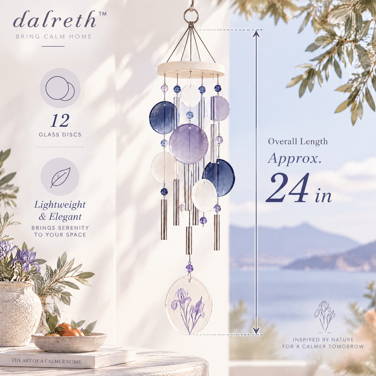 𝒅𝒂𝒍𝒓𝒆𝒕𝒉™ Misty Iris Disc and Tube Wind Chime