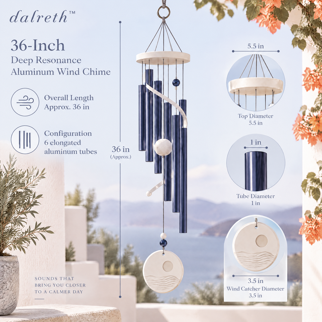 𝒅𝒂𝒍𝒓𝒆𝒕𝒉™ 36-Inch Deep Resonance Aluminum Wind Chime