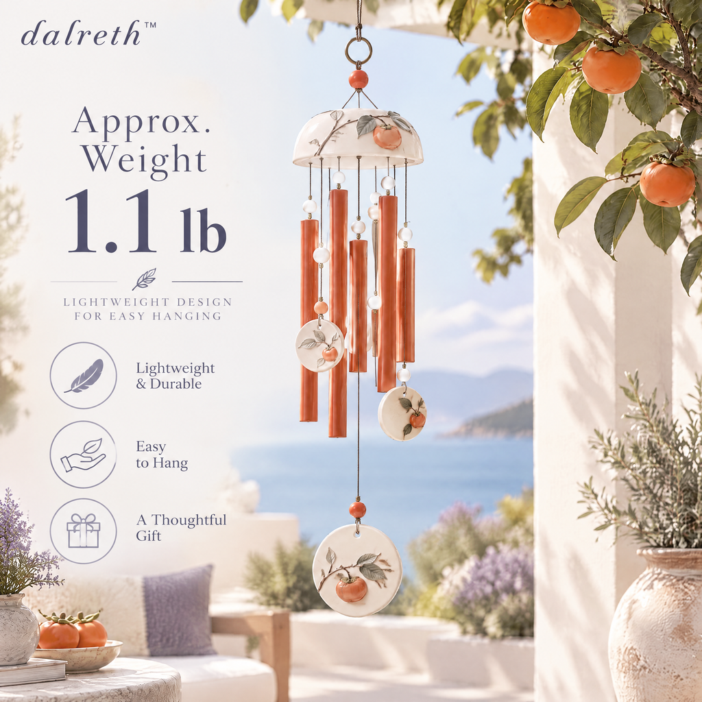𝒅𝒂𝒍𝒓𝒆𝒕𝒉™ Persimmon Coral Ceramic and Aluminum Wind Chime