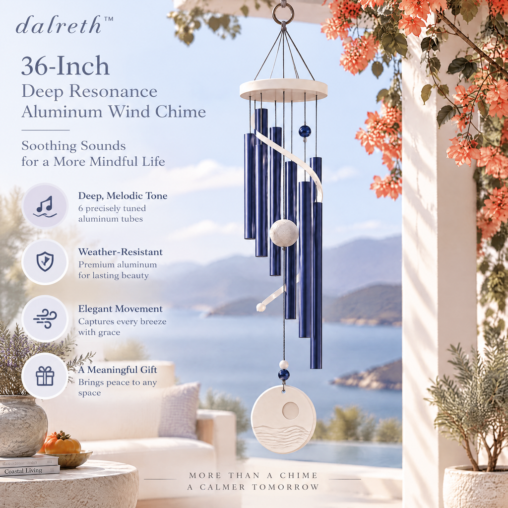 𝒅𝒂𝒍𝒓𝒆𝒕𝒉™ 36-Inch Deep Resonance Aluminum Wind Chime